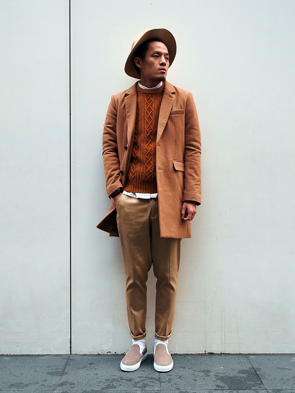 「AMBASSADORS、grn、plain-me、audience」｜「Audienceの輕量Melton羊毛Chester外套（その他、その他）」を使った、plain-me_xmさん（メンズ・178cm）の冬コーディネートの1枚目の写真