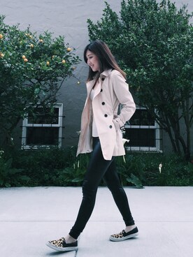 「PULL&BEAR（プルアンドベア）のアイテム（トレンチコート）」を使った、Angela Maさん（レディース・160cm）の春コーディネート