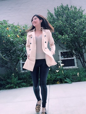 「PULL&BEAR（プルアンドベア）のアイテム（トレンチコート）」を使った、Angela Maさん（レディース・160cm）の春コーディネート