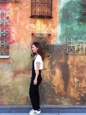 「ZARA（ザラ）のアイテム（つなぎ/オールインワン、ブラック系）」を使った、Angela Maさん（レディース）の夏コーディネート