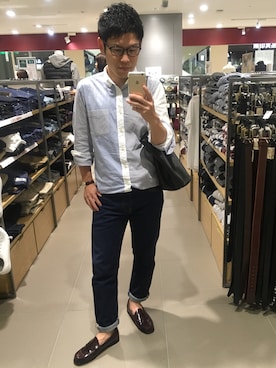 「green label relaxing（グリーンレーベルリラクシング）のPIN-OX C/PATTERN BD-R シャツ（シャツ/ブラウス、その他）」を使った、TAKUYA#4さん（メンズ・167cm）の秋コーディネート