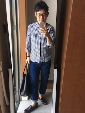 「無印良品（ムジルシリョウヒン）のアイテム（シャツ/ブラウス、その他）」を使った、TAKUYA#4さん（メンズ・167cm）の秋コーディネート