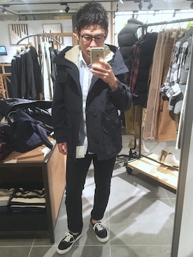 「JOURNAL STANDARD relume（ジャーナルスタンダード　レリューム）の15A/W《予約》 3WAYボアライナーマウンテンパーカー ◆（ジャケット/アウター、ブラック系）」を使った、TAKUYA#4さん（メンズ・167cm）の秋コーディネート
