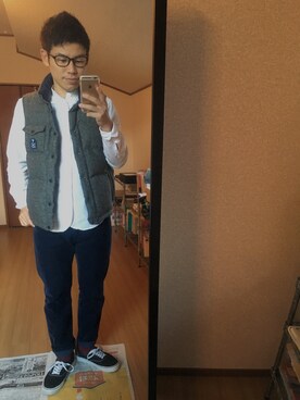 「green label relaxing（グリーンレーベルリラクシング）のOX BAND/C H/PLACKE　シャツ②◆（シャツ/ブラウス、ホワイト系）」を使った、TAKUYA#4さん（メンズ・167cm）の秋コーディネート