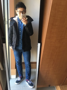 「JOURNAL STANDARD relume（ジャーナルスタンダード　レリューム）の15A/W《予約》 3WAYボアライナーマウンテンパーカー ◆（ジャケット/アウター、ブラック系）」を使った、TAKUYA#4さん（メンズ・167cm）の冬コーディネート