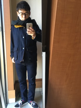 「アイテム（マウンテンパーカー、ブルー系）」を使った、TAKUYA#4さん（メンズ・167cm）の冬コーディネート