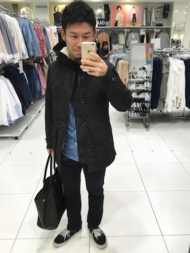 「JOURNAL STANDARD relume（ジャーナルスタンダード　レリューム）の15A/W《予約》 3WAYボアライナーマウンテンパーカー ◆（ジャケット/アウター、ブラック系）」を使った、TAKUYA#4さん（メンズ・167cm）の冬コーディネート
