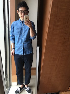「green label relaxing（グリーンレーベルリラクシング）の◎INDIGO DRESS/SER BD-N　シャツ（シャツ/ブラウス、ブルー系）」を使った、TAKUYA#4さん（メンズ・167cm）の春コーディネート