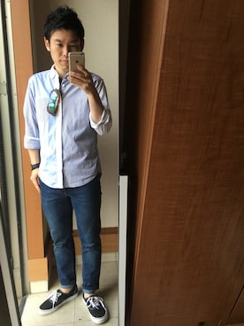 「green label relaxing（グリーンレーベルリラクシング）のPIN-OX C/PATTERN BD-R シャツ（シャツ/ブラウス、その他）」を使った、TAKUYA#4さん（メンズ・167cm）の春コーディネート