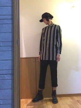「アイテム（キャスケット）」を使った、さかつさん（メンズ・184cm）の秋コーディネート