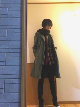 「no brand（ノーブランド）のアイテム（トレンチコート）」を使った、さかつさん（メンズ・184cm）の冬コーディネート