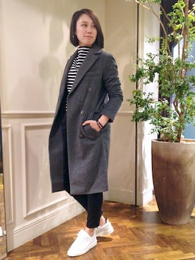「Deuxieme Classe（ドゥーズィエムクラス）のアイテム（チェスターコート）」を使った、KANAさん（レディース・163cm）の冬コーディネート
