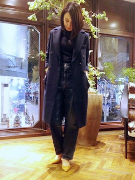 「Deuxieme Classe（ドゥーズィエムクラス）のアイテム（チェスターコート）」を使った、KANAさん（レディース・163cm）の冬コーディネート