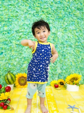 「MoL（モル）のアイテム（パンツ）」を使った、yukiiiiさん（キッズ・90cm）の夏コーディネート