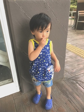 「MoL（モル）のアイテム（トップス）」を使った、yukiiiiさん（キッズ・90cm）の夏コーディネート