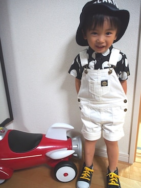 「MoL（モル）のアイテム（帽子）」を使った、yukiiiiさん（キッズ・90cm）の夏コーディネート