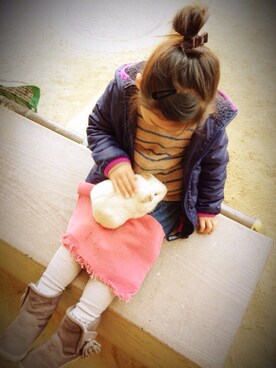 「アイテム（ナイロンジャケット）」を使った、sarraaanさん（キッズ・100cm）の冬コーディネート