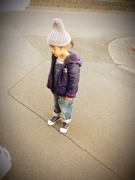 「アイテム（ナイロンジャケット）」を使った、sarraaanさん（キッズ・100cm）の冬コーディネート