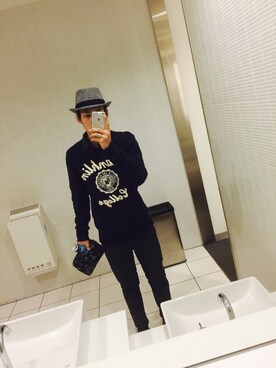 「BEN DAVIS（ベンデイビス）のアイテム（クラッチバッグ）」を使った、kaa_zooさん（メンズ・178cm）の冬コーディネート