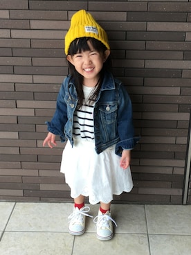 「COMME CA DU MODE（コムサデモード）のアイテム（レッグウェア）」を使った、☁︎yuni-mam☁︎さん（キッズ・80cm）の春コーディネート