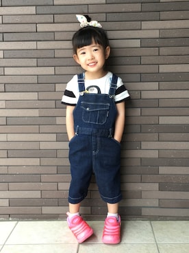 「COMME CA DU MODE（コムサデモード）のアイテム（サロペット/オーバーオール）」を使った、☁︎yuni-mam☁︎さん（キッズ・80cm）の春コーディネート