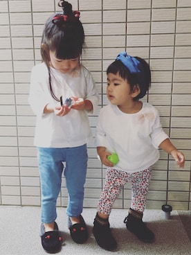 「アイテム（ヘアアクセサリー、ブルー系）」を使った、☁︎yuni-mam☁︎さん（レディース・159cm）の秋コーディネート