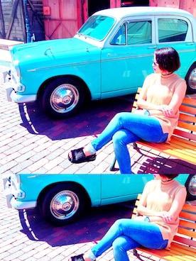 「UNIQLO（ユニクロ）のWOMEN ウルトラストレッチジーンズ（デニムパンツ）」を使った、Aoiさん（レディース・159cm）の秋コーディネート