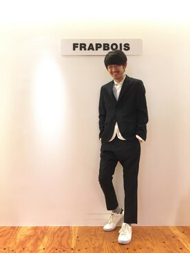 「FRAPBOIS（フラボア）のアイテム（ジャケット/アウター）」を使った、ERIさん（メンズ・178cm）の冬コーディネート