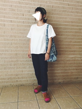 「BLUE BLUE（ブルーブルー）のアイテム（バッグ）」を使った、nahoさん（レディース・150cm）の夏コーディネート