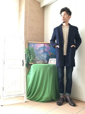 「BACK NUMBER（バックナンバー）のアイテム（チェスターコート）」を使った、tsubasaさん（メンズ・172cm）の秋コーディネート