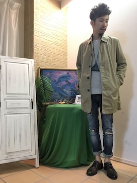 「BACK NUMBER（バックナンバー）のアイテム（ステンカラーコート）」を使った、tsubasaさん（メンズ・172cm）の秋コーディネート