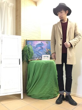 「BACK NUMBER（バックナンバー）のアイテム（チェスターコート）」を使った、tsubasaさん（メンズ・172cm）の冬コーディネート