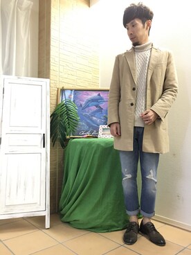 「BACK NUMBER（バックナンバー）のアイテム（チェスターコート）」を使った、tsubasaさん（メンズ・172cm）の冬コーディネート