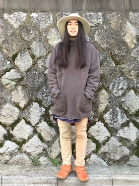 「BRIXTON（ブリクストン）のアイテム（帽子）」を使った、望月貴太さん（メンズ・176cm）の冬コーディネート