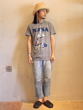 「MOUNTAIN RESEARCH（マウンテンリサーチ）のアイテム」を使った、望月貴太さん（メンズ・178cm）の夏コーディネート