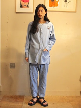 「AlexanderLeeChang（アレキサンダーリーチャン）のアイテム（パンツ）」を使った、望月貴太さん（メンズ・178cm）の夏コーディネート