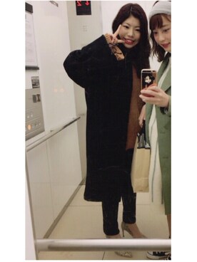「アイテム（ステンカラーコート）」を使った、まゆさん（レディース・162cm・10代）の冬コーディネート