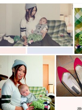 「アイテム（ママ＆ベビー、グリーン系）」を使った、なおりとさん（キッズ・70cm）の秋コーディネート