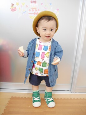 「basque beret（バスクベレー）のアイテム」を使った、なおりとさん（キッズ・70cm）の春コーディネート