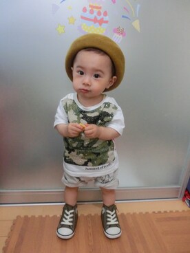 「basque beret（バスクベレー）のアイテム」を使った、なおりとさん（キッズ・70cm）の夏コーディネート