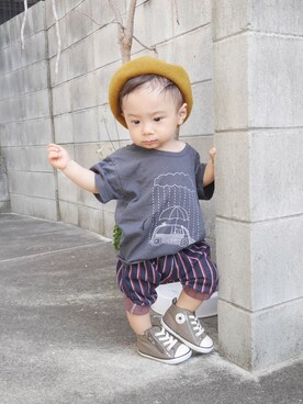 「basque beret（バスクベレー）のアイテム」を使った、なおりとさん（キッズ・70cm）の夏コーディネート