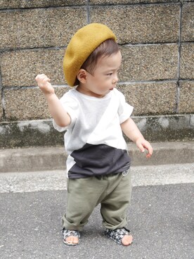 「basque beret（バスクベレー）のアイテム」を使った、なおりとさん（キッズ・80cm）の夏コーディネート