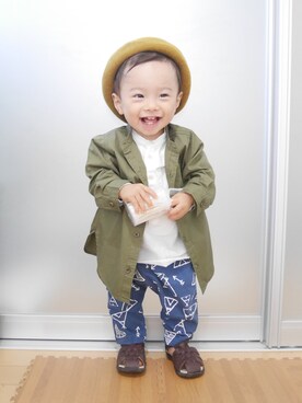 「basque beret（バスクベレー）のアイテム」を使った、なおりとさん（キッズ・80cm）の秋コーディネート