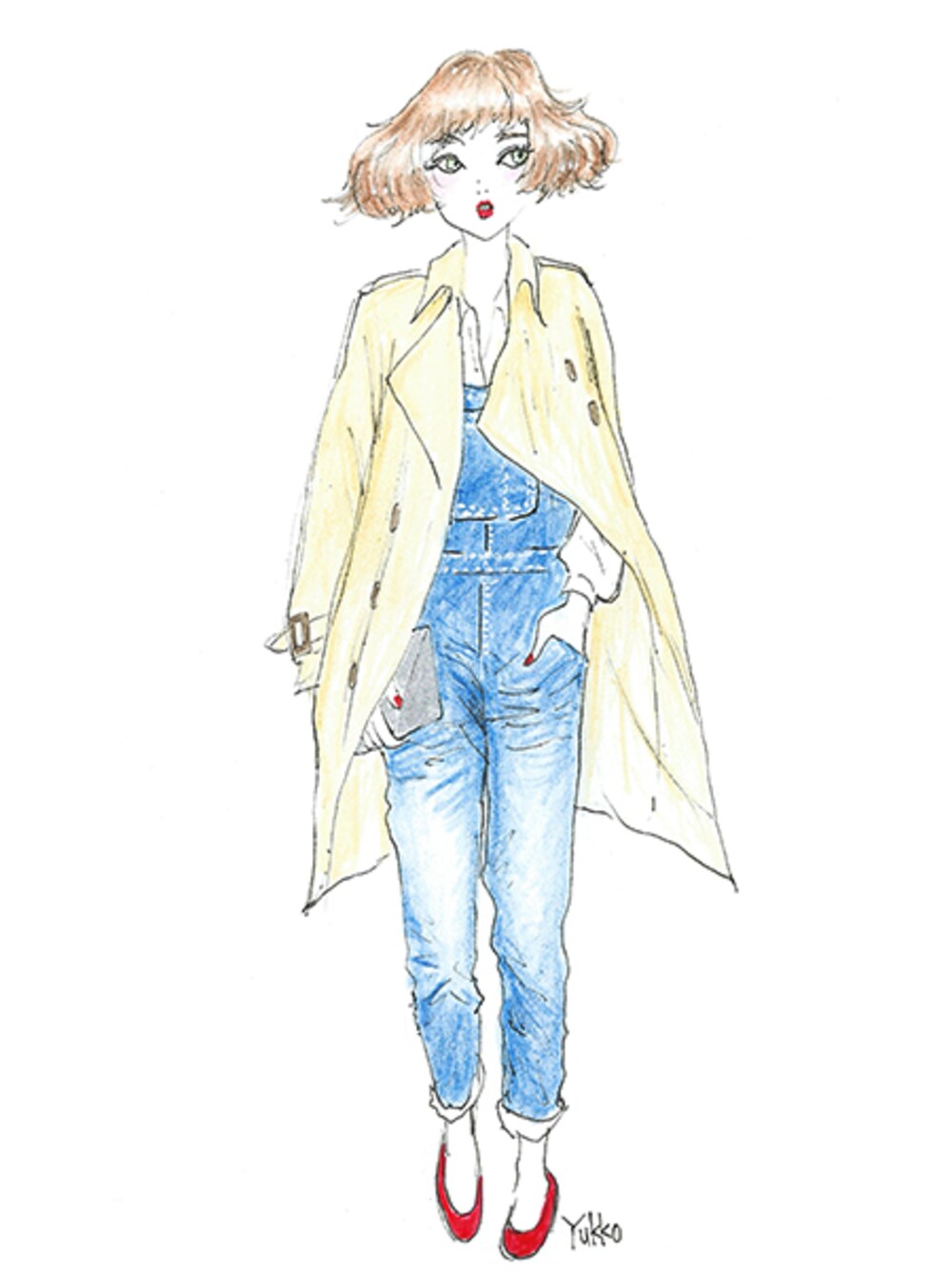 ホワイト系のスマホケース/カバーを着用したレディースの冬コーディネートの1枚目の写真