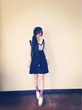 「nice claup」｜「アイテム（サロペット/オーバーオール）」を使った、utakoさん（レディース・154cm）の春コーディネート