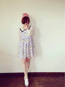 「nice claup」｜「アイテム（ニットキャップ/ビーニー）」を使った、utakoさん（レディース・154cm）の春コーディネート