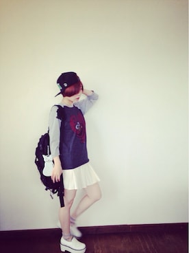 「nice claup」｜「アイテム（キャップ）」を使った、utakoさん（レディース・154cm）の夏コーディネート