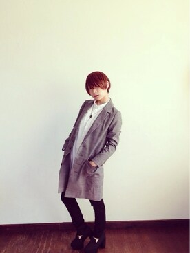 「ハニーズ」｜「アイテム（チェスターコート）」を使った、utakoさん（レディース・154cm）の秋コーディネート