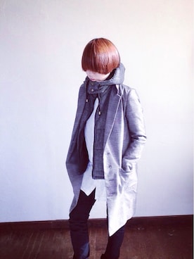 「ハニーズ」｜「アイテム（チェスターコート）」を使った、utakoさん（レディース・154cm）の秋コーディネート
