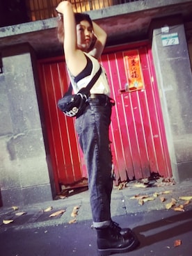 「STEEL（スティール）のアイテム」を使った、陶さん（レディース・155cm）の春コーディネート